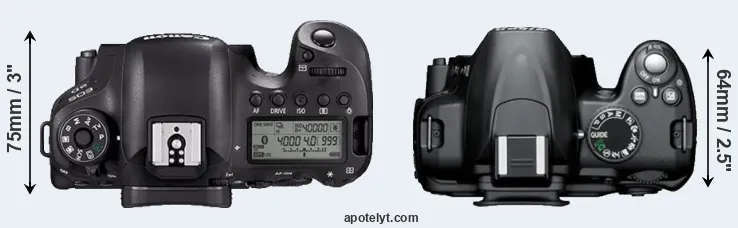 Compare 6D Mark II versus D3000 top