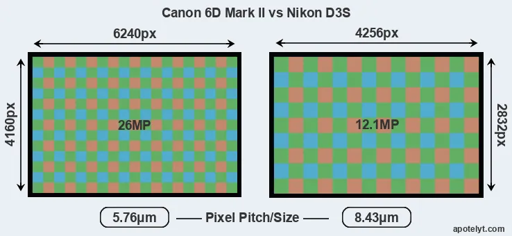 6D Mark II versus D3S MP