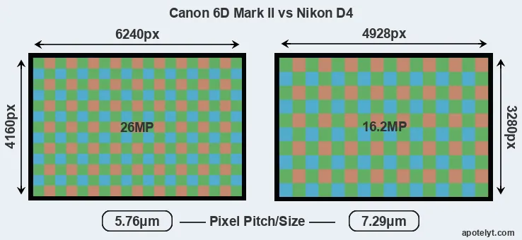 6D Mark II versus D4 MP