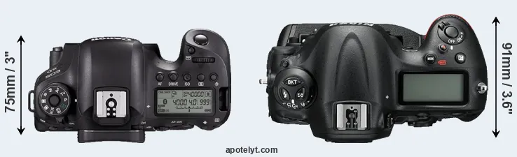 Compare 6D Mark II versus D4S top