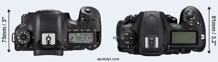 Compare 6D Mark II versus D500 top