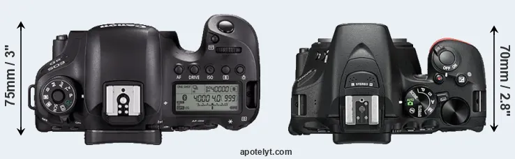 Compare 6D Mark II versus D5500 top