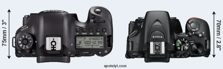 Compare 6D Mark II versus D5600 top
