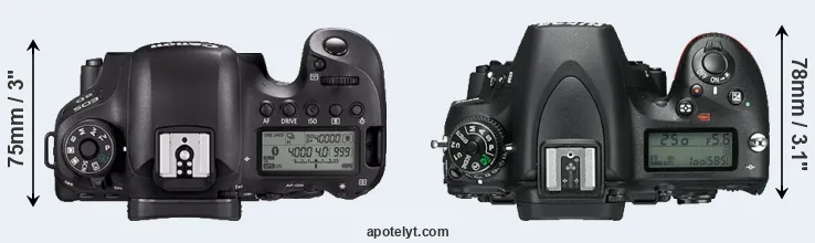 Compare 6D Mark II versus D750 top