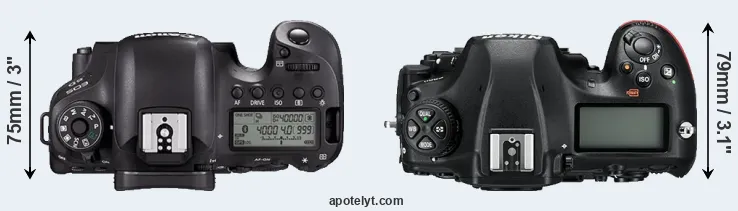 Compare 6D Mark II versus D850 top