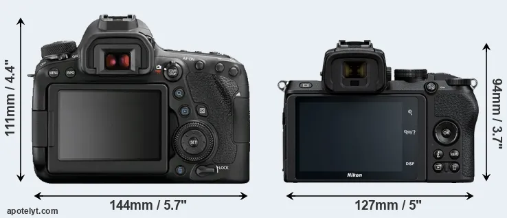 Comparison 6D Mark II or Z50 rear