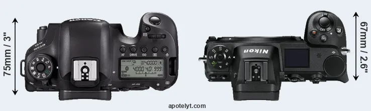 Compare 6D Mark II versus Z7 top