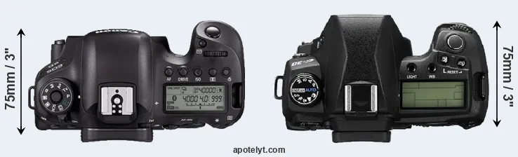 Compare 6D Mark II versus E-30 top