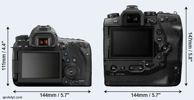 Comparison 6D Mark II or E-M1X rear
