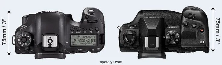 Compare 6D Mark II versus E-M1X top
