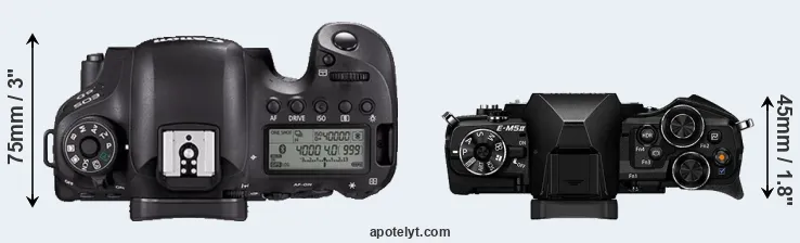 Compare 6D Mark II versus E-M5 II top