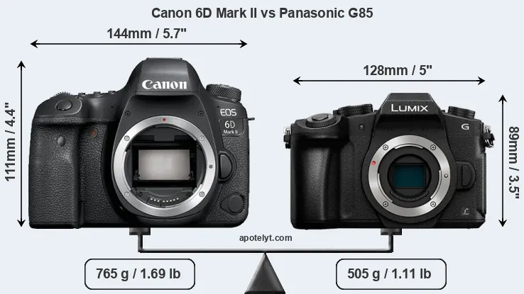 Size Canon 6D Mark II vs Panasonic G85