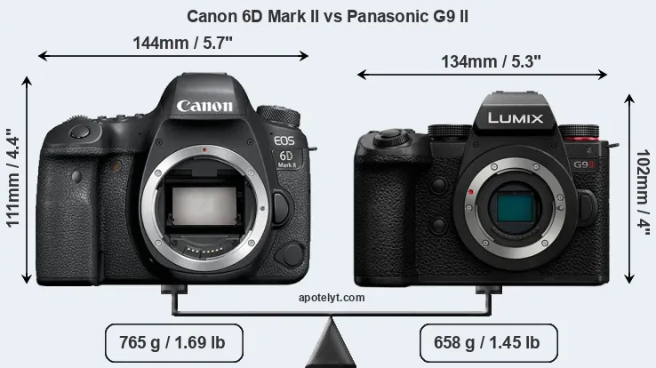 Size Canon 6D Mark II vs Panasonic G9 II