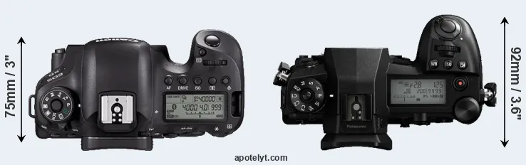 Compare 6D Mark II versus G9 top