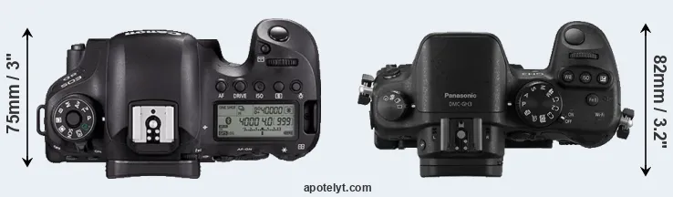 Compare 6D Mark II versus GH3 top