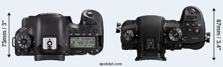 Compare 6D Mark II versus GH5 top