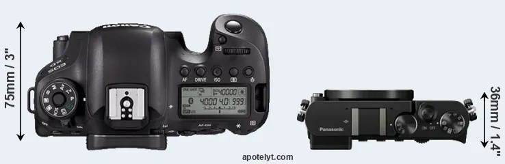 Compare 6D Mark II versus GM5 top