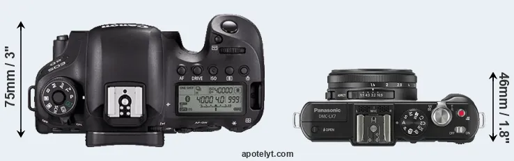 Compare 6D Mark II versus LX7 top