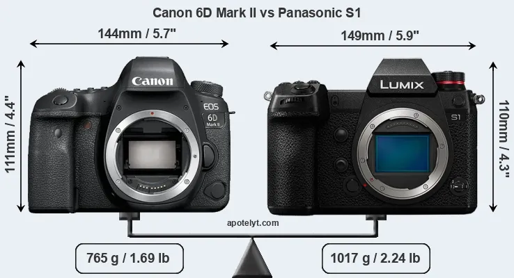Size Canon 6D Mark II vs Panasonic S1