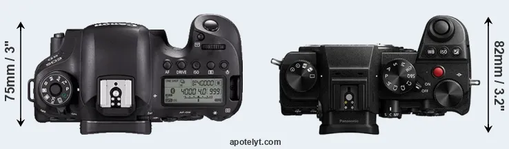 Compare 6D Mark II versus S5 top