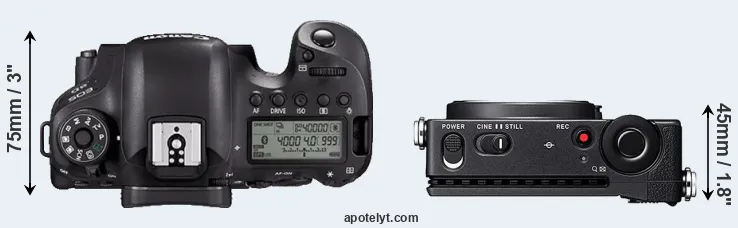 Compare 6D Mark II versus fp top