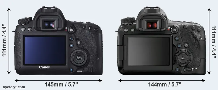 Comparison 6D or 6D Mark II rear