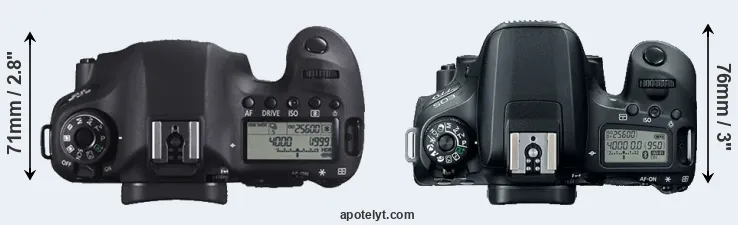 Compare 6D versus 77D top