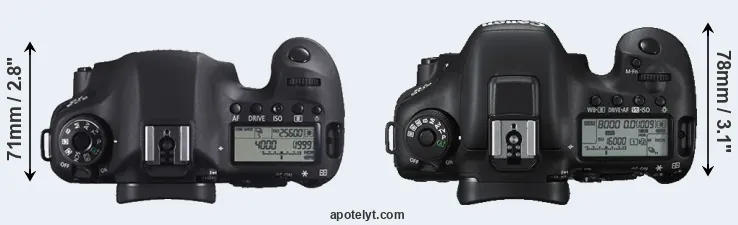 Compare 6D versus 7D Mark II top
