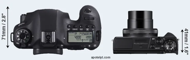 Compare 6D versus G7X Mark III top