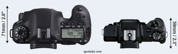 Compare 6D versus M50 Mark II top