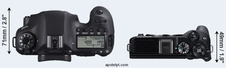 Compare 6D versus M6 Mark II top