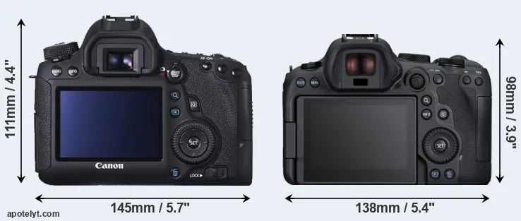 Comparison 6D or R6 Mark II rear