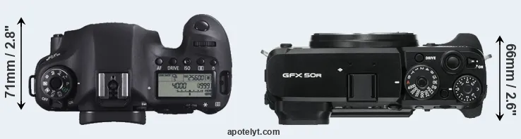 Compare 6D versus GFX 50R top
