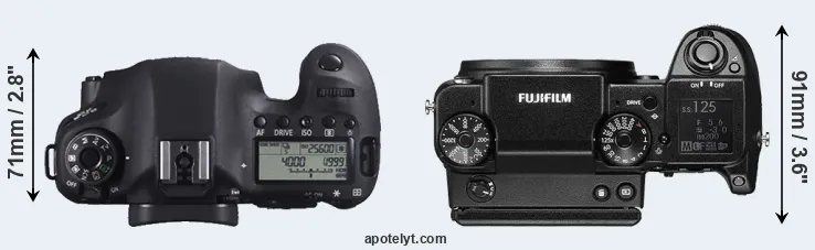 Compare 6D versus GFX 50S top