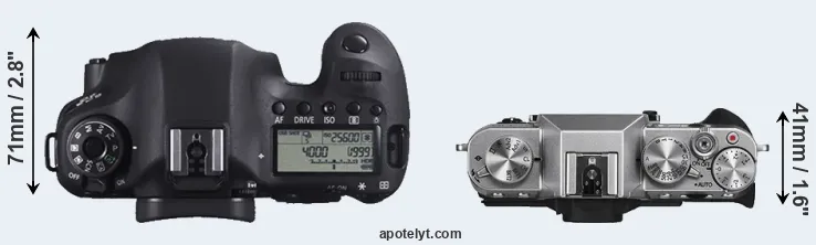 Compare 6D versus X-T10 top