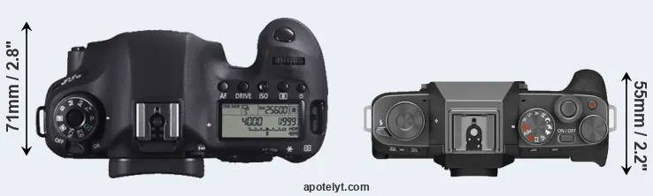 Compare 6D versus X-T200 top