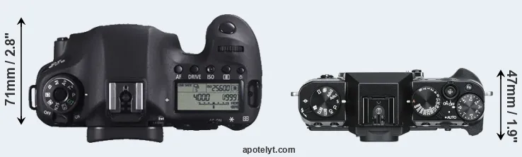 Compare 6D versus X-T30 top