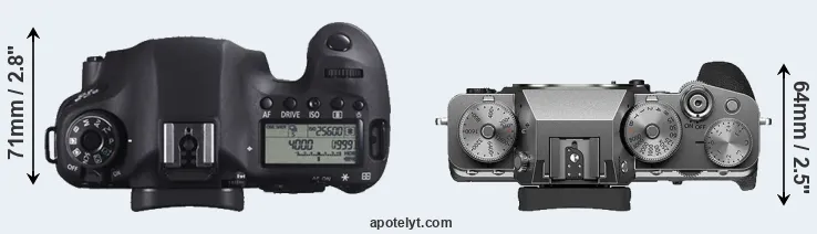 Compare 6D versus X-T4 top