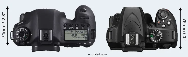 Compare 6D versus D3400 top