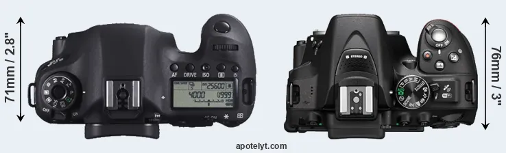 Compare 6D versus D5300 top