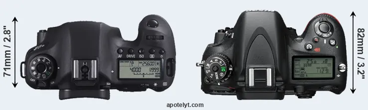 Compare 6D versus D610 top