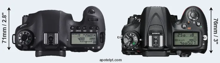 Compare 6D versus D7200 top