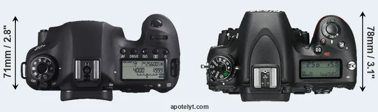 Compare 6D versus D750 top