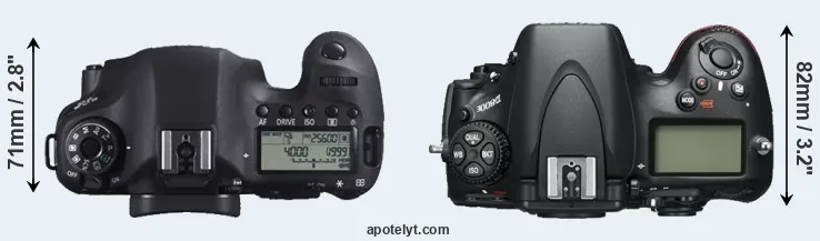 Compare 6D versus D800E top