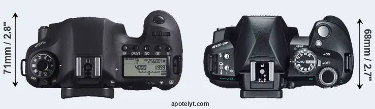 Compare 6D versus E-510 top