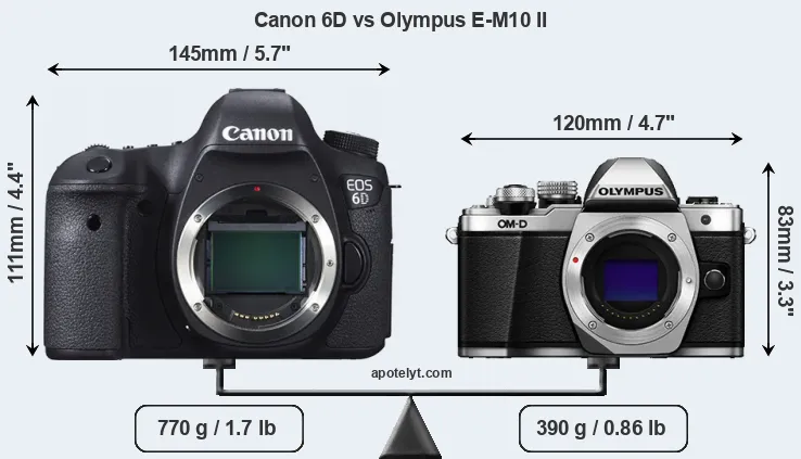 Size Canon 6D vs Olympus E-M10 II