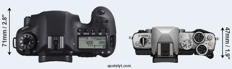 Compare 6D versus E-M10 II top