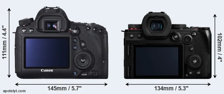 Comparison 6D or G9 II rear