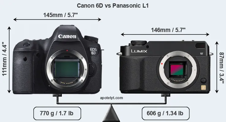 Size Canon 6D vs Panasonic L1