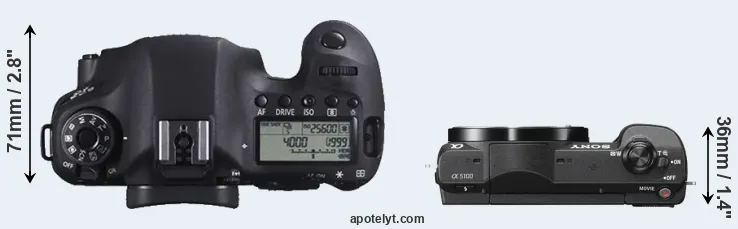 Compare 6D versus A5100 top